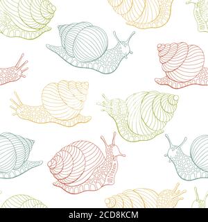 Escargot escargot graphique couleur sans couture motif d'arrière-plan esquisse vecteur d'illustration Illustration de Vecteur