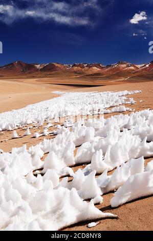 Bolivie - les plus belles Andes de l'Amérique du Sud. Le paysage est presque surréaliste, sans arbres, ponctué par de douces collines et volcans chiliens près de Banque D'Images