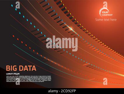 Arrière-plan abstrait Big Data. Flux de tri décor futuriste de couleur rouge. Particule d'onde sur fond de gradient Illustration de Vecteur