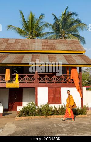 Laos, Luang Prabang, VAT Hosian Voravihane, logement des moines Banque D'Images