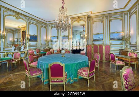 France, Yvelines, Versailles, château de Versailles classé au patrimoine mondial de l'UNESCO, appartement privé du roi, salle de jeux Louis XVI Banque D'Images