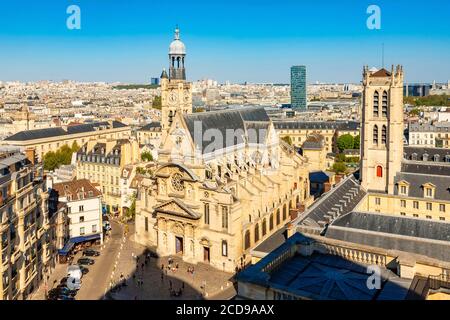 France, Paris, le quartier de la montagne Sainte Geneviève, l'église Saint Etienne du Mont et le lycée Henri IV Banque D'Images
