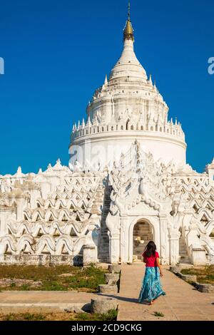 Myanmar (Birmanie), autour de Mandalay, Mingun, la Pagode Hsinbyume Bomei ou Shin ou Mya Thein Tan, XIX siècle Banque D'Images