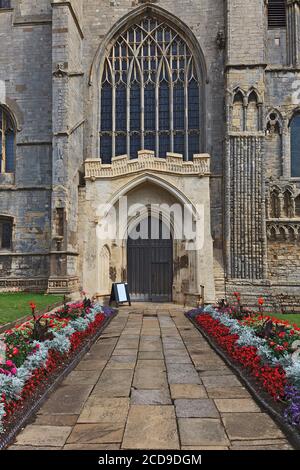 West Doors, Kings Lynn Minster, Norfolk, Royaume-Uni Banque D'Images