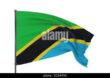 Illustration 3D. Drapeaux du monde - drapeau de la Tanzanie. Isolé sur fond blanc. Banque D'Images