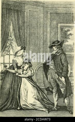 . Les romans de Samuel Richardson. Complet et non abrégé . &gt;wer to Vlli IKKf,-.^ prix; mais,. CLARISSA HARLOWE. 97 le compliment, pour autant que je sache, avait pris la dissimulationde mon accent. J'ai vu qu'il était impossible de me cacher plus longtemps d'elle, pas plus que (des impulsions violentes de ma passion) toforbear se manifestant moi-même. Je me suis déboutonné donc mon cape, j'ai arraché mon chapeau à la bride, j'ai jeté mon grand manteau, et, comme le diable à Milton [une comparaison étrange, cependant!] J'ai commencé dans ma propre forme divine, touché par le faisceau de son oeil céleste, plus puissant que Ithuriels spea Banque D'Images