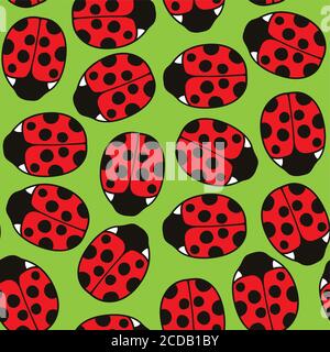 Joli motif sans coutures avec éléments coccinelles Illustration de Vecteur