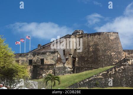 Castillo San Cristobal, une partie des défenses du vieux San Juan, Porto Rico, était la plus grande fortification européenne jamais construite dans les Amériques. Nationale Banque D'Images