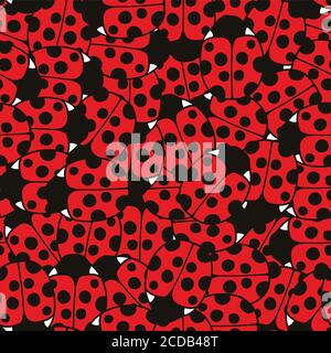 Joli motif sans coutures avec éléments coccinelles Illustration de Vecteur