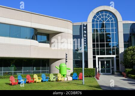 Le campus Googleplex au siège mondial de Silicon Valley, Mountain View CA Banque D'Images