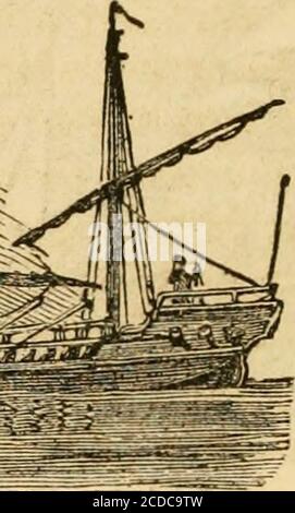 . L'encyclopédie américaine de l'histoire, de la biographie et des voyages . , mm - 16. Dix-septième siècle.—long Barque. Chacun de ses bancs se leva un pivot sur un point. Cela, il sera perçu, a été un armement formidable. Les gaéass avaient trois mâts et des lateenvoiles. Les Vénitiens ont fait un grand usage de ce bateau. Leur famousBucentaur appartenait à cette classe. À la fin du XVe siècle, lorsque Christophe Colomb a armé ses navires à Palos, il a formé sa flottille lit-tle exclusivement composée de caravelles. Maintenant, ce nom de Caravelle, qui dans Banque D'Images