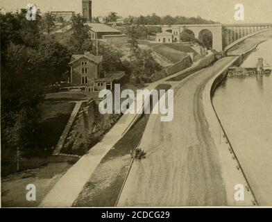 . Scènes de New York moderne . THE HALL OF FAME FOR GREAT AMERICANS, University Heights à Sedgwick. Avenue de l'aqueduc et de l'Université et rue est 181st. Cette structure semi-circulaire, de plus de 500 pieds de long, est un élément frappant de l'Université de New York, la bibliothèque dont elle entoure à moitié l'institution. Il contient 150 panneaux de huit pieds qui seront finalement inscrits avec les noms des grands Américains partis. Les cinq premiers noms choisis étaient : Washington, Lincoln, Webster, Franklin et Grant. Le bâtiment a coûté 250,000 000 $ et a été le cadeau de Mlle Helen Gould à l'Université. — — .» ,, .. Banque D'Images