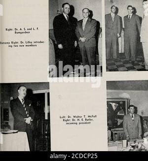 . Bulletin de la Société dentaire de Caroline du Nord [série] . À droite : Dr A. S. et L. F.Bumgardner extrême droite : Dr Lilley présente deux nouveaux membres. À gauche : Dr Walter T. McFal à droite : Dr H. E. Butler, président entrant Banque D'Images