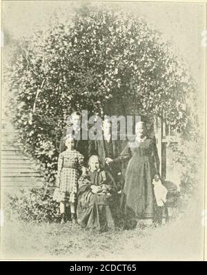 . Une généalogie de descendants de Robert Proctor de Concord et Chelmsford, Mass . Brockathan Way, b. Août 18. 1794; m. 2 décembre. 1S19. NancyAyer: d. 18 octobre 1831.i l«. IV Mary Brockway, b. 2 février. 1798. V. Ezra Brockway, b. Novembre 5. 1801 : d. 21 décembre, l.sui.VI Ziba Brockway, b. 9,1803 novembre : m. 28.1826 novembre, PRI.siilla. Ilau.ot David Ingalls et d. à Rockinjiham. Vt. 8 septembre. ISC*.si. Raymond Brockway. b. 14 avril, Is06: m. Juillet 14. 1829, Hitty.dau, de David Ingalls, et d. 25 juillet 1880.VIII Elbridge Brockway, b. Juin 4. 1810 : m. Juin 4. 183.5. Abigail, dau. De Dea. Tilly Brockway. Et d. à H Banque D'Images