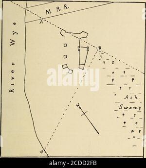 . Notes sur les sites des villages Huron dans le canton de Tiny, comté de Simcoe et parties adjacentes. Préparé en vue de l'identification des villages visités et décrits par Champlain et les premiers missionnaires . sterly) Bastion est une instance du flanc d'un bastionétant courbé avec sa convexité vers l'intérieur de l'œuvre, inconstant étant rectiligne. L'esquisse originale nous fournit également avec meansfor la mesure des dimensions du fort. Les rideaux sur les côtés de thetwo fortifiés par la maçonnerie sont d'environ 110 et 57 pieds de longueur; tandis que les mesures extrêmes dans Banque D'Images