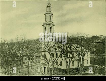 . Vues sur Providence . ÉGLISE SAINT JOHNS. La première église épiscopale a établi la Providence (173.) sous le nom de l'église des Rois. L'édifice actuel a été érigé en 1810 a. PREMIÈRE MAISON DE RÉUNION BAPTISTE, NORTH MAIN STREET. Conçue par les architectes de Providence pour ressembler à Saint Martin-in-the-Fields, Londres. La grande cloche de cette église est stilat neuf heures tous les soirs. Rung pour le couvre-feu Banque D'Images