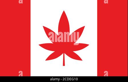 Drapeau du Canada avec feuille de maijuana . Illustration de Vecteur