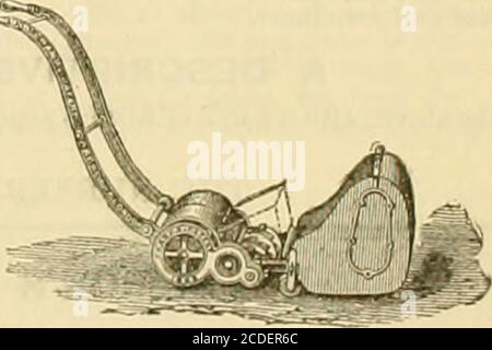 . La chronique des jardiniers et la gazette agricole . , et un m de réserve à l'arrière; lorsque le bord avant est usé dowu, la plaque a seulement été dévissée et le bord inutilisé apporté à l'avant. Il est ainsi possible d'un coup d'œil que cette disposition permette aux pièces de coupe de se tolast deux fois plus longtemps que dans d'autres machines, où la semelle à simple arête doit être entièrement renouvelée lorsque la lame est usée.A. S. tt fils ont également introduit une protection contre le vent dans leur Machinefor cette saison. Chaque jardinier sait qu'en fauchant pendant la prévalence du vent, une partie considérable de l'herbe tondue s'échappant Banque D'Images