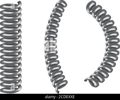 Illustration vectorielle de trois bobines en spirale en métal gris argenté Illustration de Vecteur