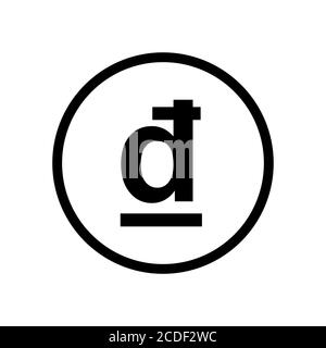 Pièce de monnaie Dong vietnamienne noir et blanc. Symbole de la devise actuelle. Illustration de Vecteur