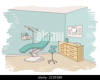 Cabinet de dentiste clinique graphique couleur croquis intérieur illustration vecteur Illustration de Vecteur