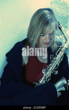 Saxophoniste de jazz Barbara Thompson Banque D'Images