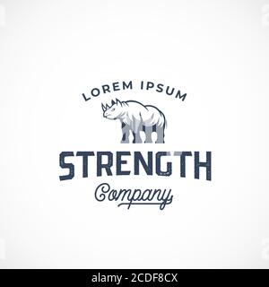 Strength Company Rhino Abstract Vector Sign, Symbol ou logo Template. Silhouette de rhinocéros avec Typographie rétro. Illustration de Vecteur