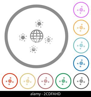 Icônes de couleur plate pandémique avec contours ronds sur fond blanc Illustration de Vecteur