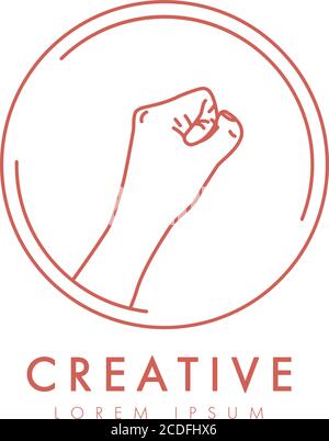 Logo Fist. Logo de la main femelle dans un style linéaire minimal. Modèle de conception vectoriel Illustration de Vecteur