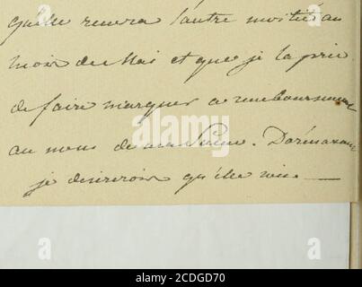 . L'impératrice Élisabeth, épouse d'Alexandre 1er . -i&gt;. fj -/ . ^^ -c&lt; ^?^ L-^JT. /f^.r^^^C /iffU--^^ ^-t - ^ C^-^ -&lt;5 &lt;:.e^*^ ,** ^-.»^ ^ , / / y -^ /•—i ^/^ * —————— ^ y r-7. £^:^^..r^ e^-*^ r-^^^^Jl-J i-^^ ^ FAC-similé dune lettre de VImpératrice Elisabethà N. Longuinoff. Que meine ôtimmiing. Vous avez rendez-vous si bien accoutueilli, chère Maman, emploïque jai fait du papier trouvé dans les armoires dAmélie que jy aiconsacré enterre ces dernières feuilles. Après avoir identifié les questions sur votre santé, vous me dites : „en voir sur ce projet!non, chère Maman, ce nid jamais Banque D'Images