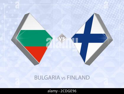 Bulgarie contre Finlande, Ligue B, Groupe 4. Compétition européenne de football sur fond bleu. Illustration de Vecteur