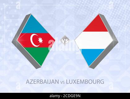 Azerbaïdjan contre Luxembourg, Ligue C, Groupe 1. Compétition européenne de football sur fond bleu. Illustration de Vecteur