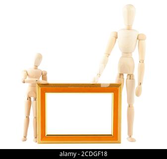 Deux maquette en bois et cadre vide Banque D'Images