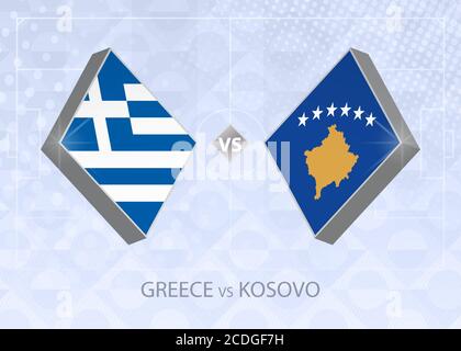 Grèce contre Kosovo, Ligue C, Groupe 3. Compétition européenne de football sur fond bleu. Illustration de Vecteur