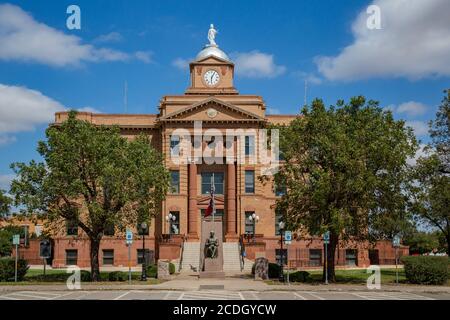 Palais de justice historique du comté de Jones à Anson, Texas, construit en 1910 Est un site historique du Texas Banque D'Images