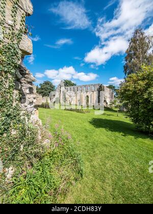 C'est les ruines du monastère cistercien du 11-12ème siècle De l'abbaye de Jervaulx dans les Dales du Yorkshire du Nord près de Village d'East Witton Banque D'Images