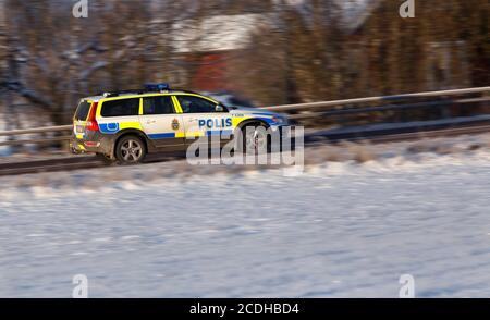 Voiture de police suédoise, Volvo, photo Jeppe Gustafsson Banque D'Images