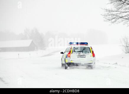 Voiture de police suédoise, Volvo, photo Jeppe Gustafsson Banque D'Images