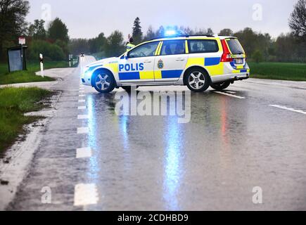 Voiture de police suédoise, Volvo, photo Jeppe Gustafsson Banque D'Images