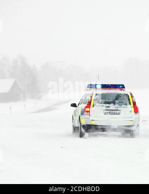 Voiture de police suédoise, Volvo, photo Jeppe Gustafsson Banque D'Images