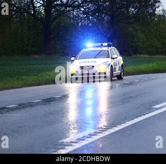 Voiture de police suédoise, Volvo, photo Jeppe Gustafsson Banque D'Images