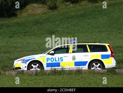 Voiture de police suédoise, Volvo, photo Jeppe Gustafsson Banque D'Images