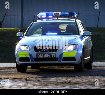 Voiture de police suédoise, Volvo, photo Jeppe Gustafsson Banque D'Images