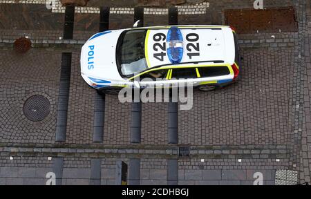 Voiture de police suédoise, Volvo, photo Jeppe Gustafsson Banque D'Images