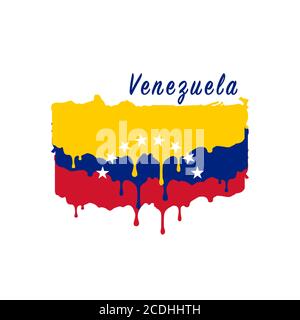 Drapeau du Venezuela peint, gouttes de peinture du drapeau du Venezuela. Illustration vectorielle de stock isolée sur fond blanc Illustration de Vecteur