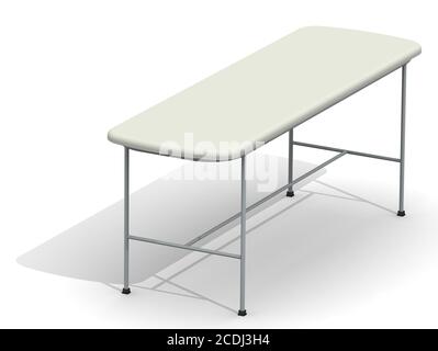 Canapé médical. Un grand canapé de massage médical se tient sur une surface blanche. Illustration 3D Banque D'Images