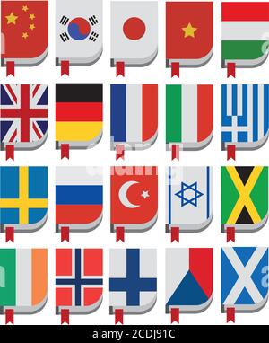 Symboles de drapeaux, illustrations vectorielles, 20 drapeaux de pays différents Illustration de Vecteur