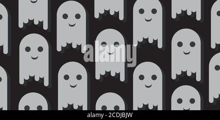 Joli petit fond d'écran fantôme, illustration vectorielle, style plat, thème Halloween Illustration de Vecteur