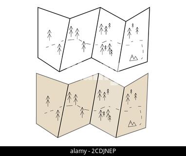 Carte des montagnes. Camping cartoon carte vector illustration Illustration de Vecteur