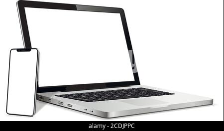 Ordinateur portable et smartphone avec écran vierge Illustration de Vecteur
